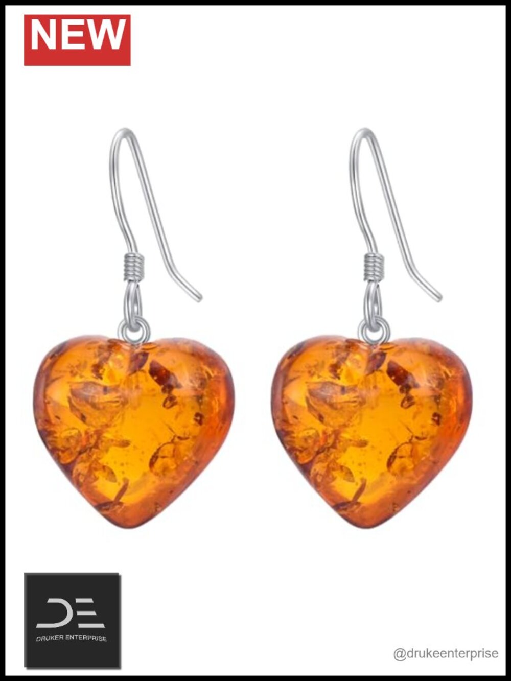 925 Sterling Silver Heart Drop Earrings Gemstone Healing Crystal Jewelry Gift